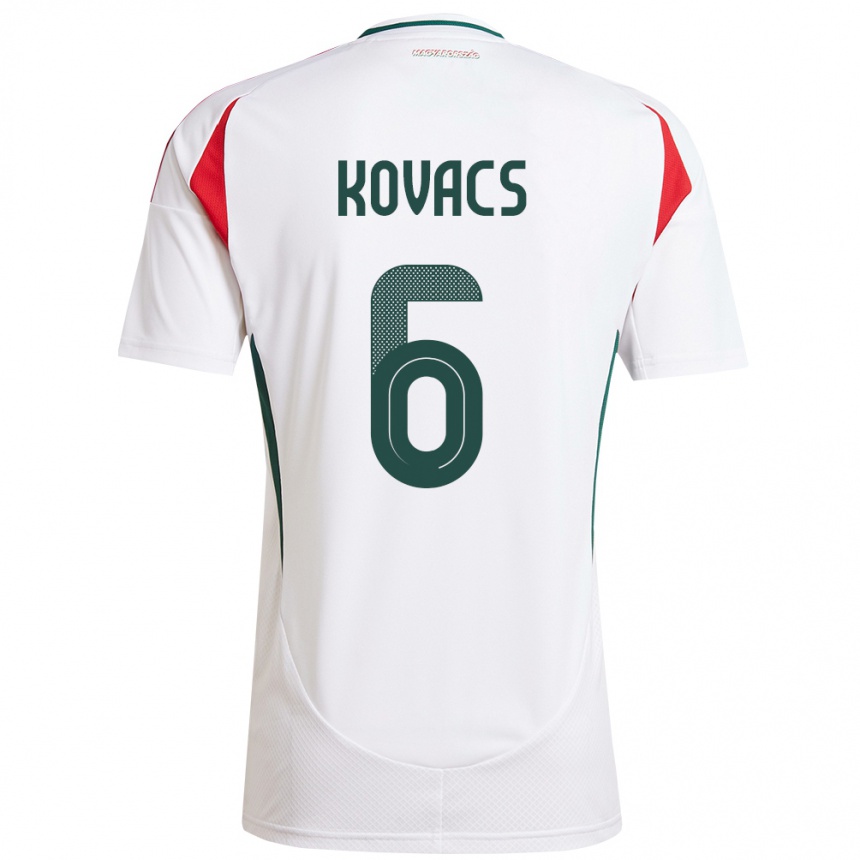 Men Football Hungary Noel Kovács #6 White Away Jersey 24-26 T-Shirt