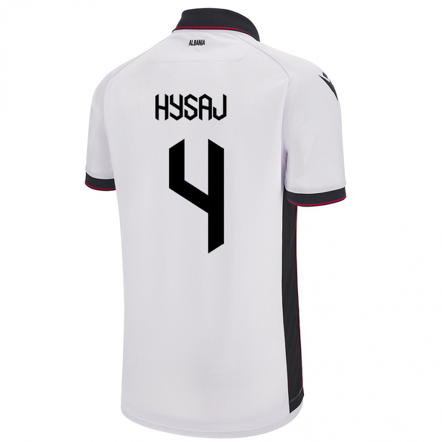 Men Football Albania Elseid Hysaj #4 White Away Jersey 24-26 T-Shirt