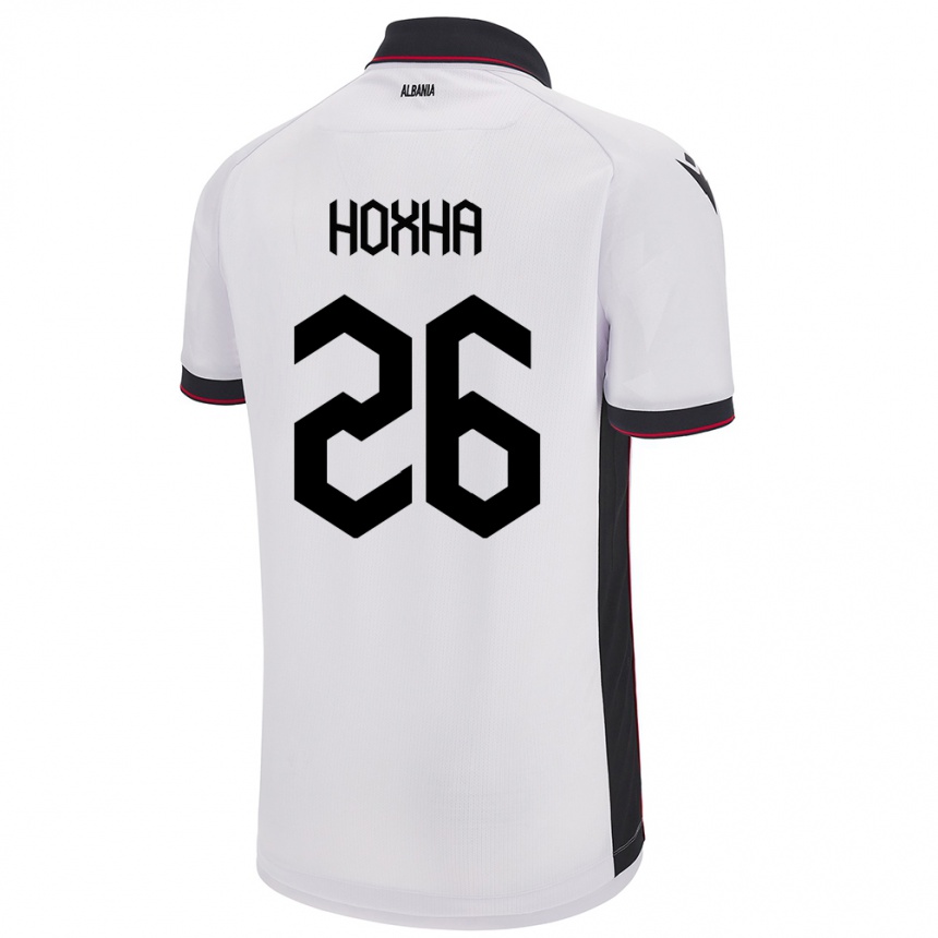Men Football Albania Arbër Hoxha #26 White Away Jersey 24-26 T-Shirt