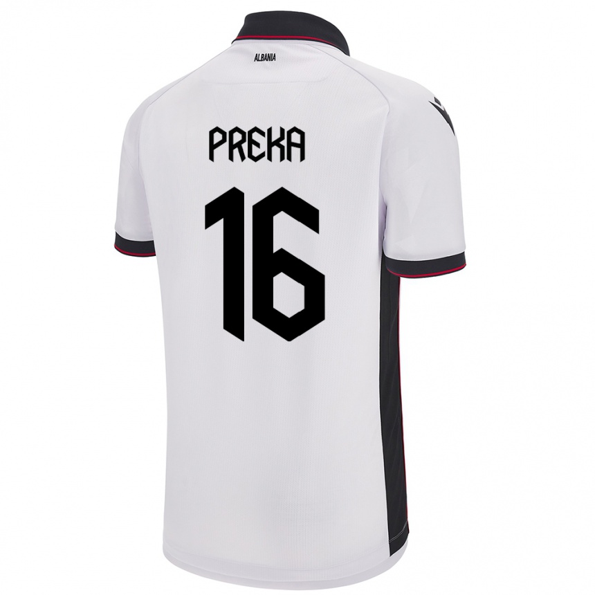 Men Football Albania Marcelino Preka #16 White Away Jersey 24-26 T-Shirt