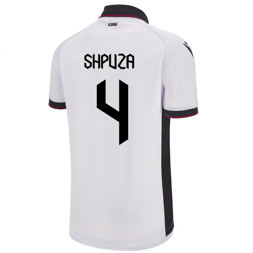 Men Football Albania Kleo Shpuza #4 White Away Jersey 24-26 T-Shirt