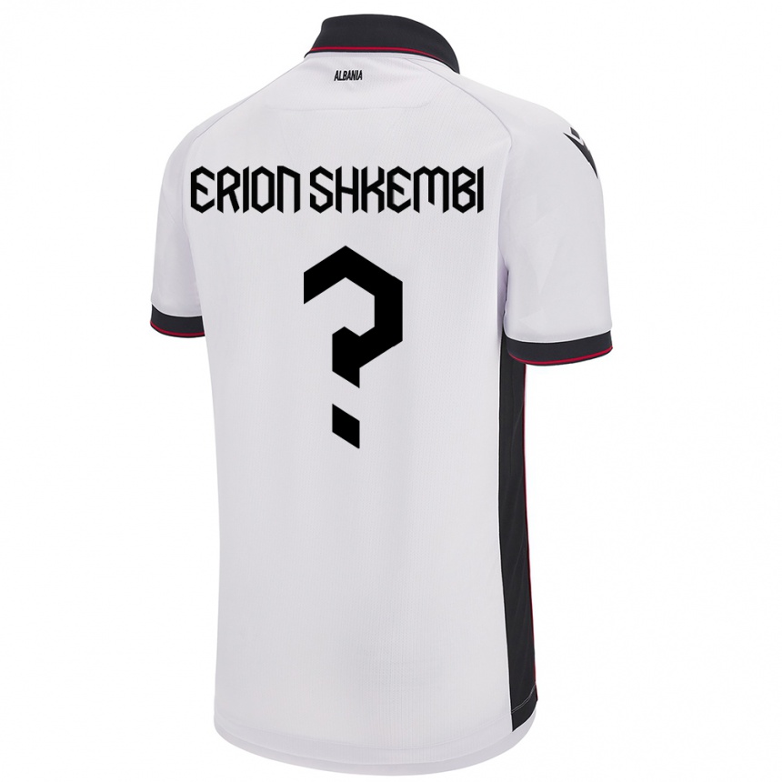 Men Football Albania Erion Shkembi #0 White Away Jersey 24-26 T-Shirt