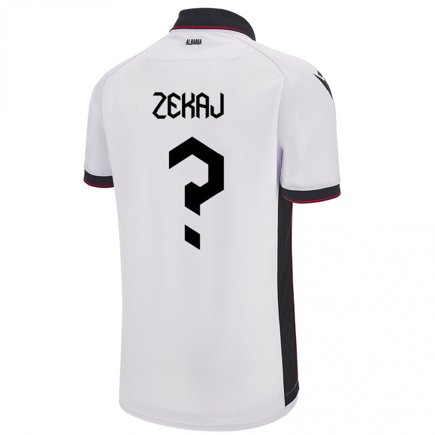 Men Football Albania Alvin Zekaj #0 White Away Jersey 24-26 T-Shirt