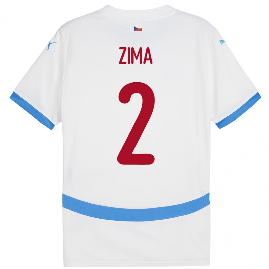 Men Football Czech Republic David Zima #2 White Away Jersey 24-26 T-Shirt