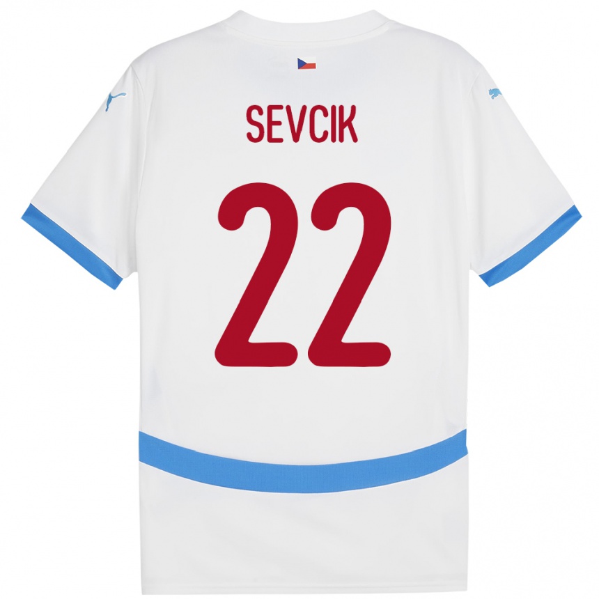 Men Football Czech Republic Michal Sevcik #22 White Away Jersey 24-26 T-Shirt