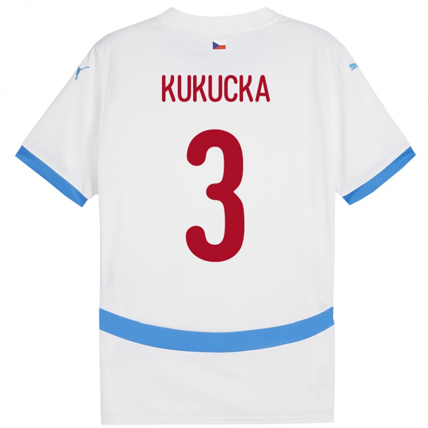 Men Football Czech Republic Ondrej Kukucka #3 White Away Jersey 24-26 T-Shirt