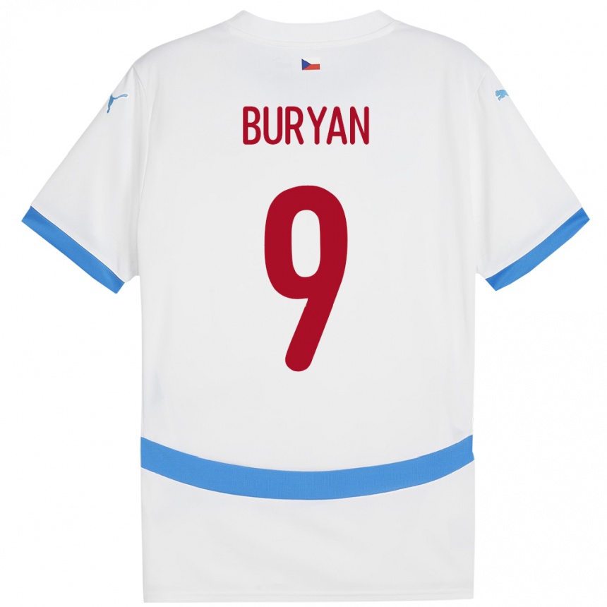 Men Football Czech Republic Jan Buryan #9 White Away Jersey 24-26 T-Shirt