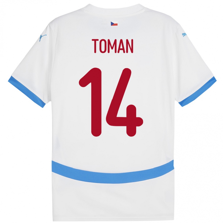Men Football Czech Republic Zdenek Toman #14 White Away Jersey 24-26 T-Shirt