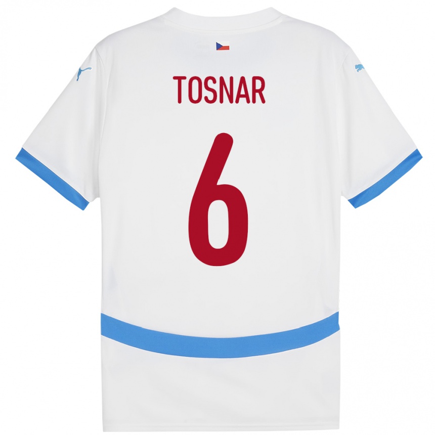 Men Football Czech Republic Jakub Tosnar #6 White Away Jersey 24-26 T-Shirt