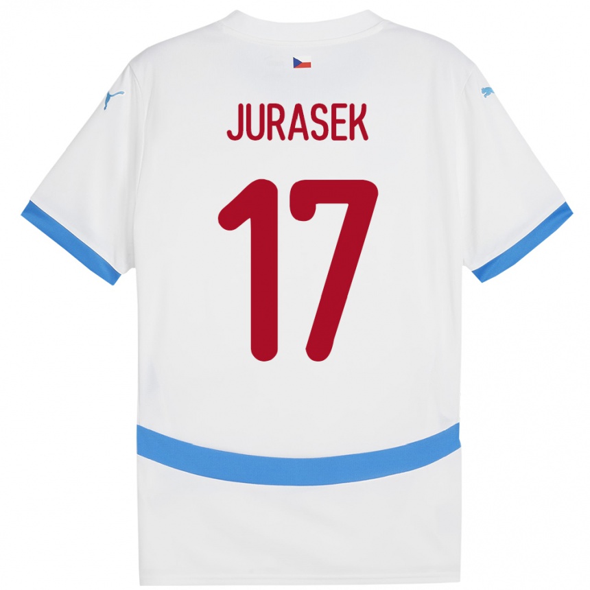 Men Football Czech Republic Patrik Jurasek #17 White Away Jersey 24-26 T-Shirt