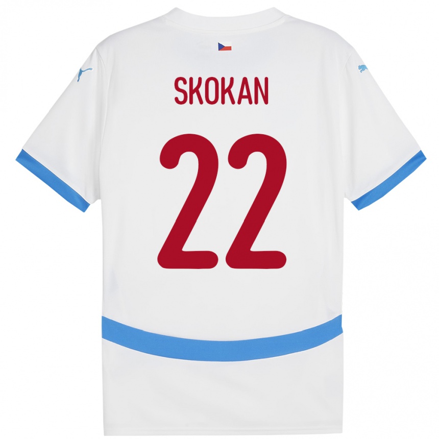 Men Football Czech Republic Vitek Skokan #22 White Away Jersey 24-26 T-Shirt