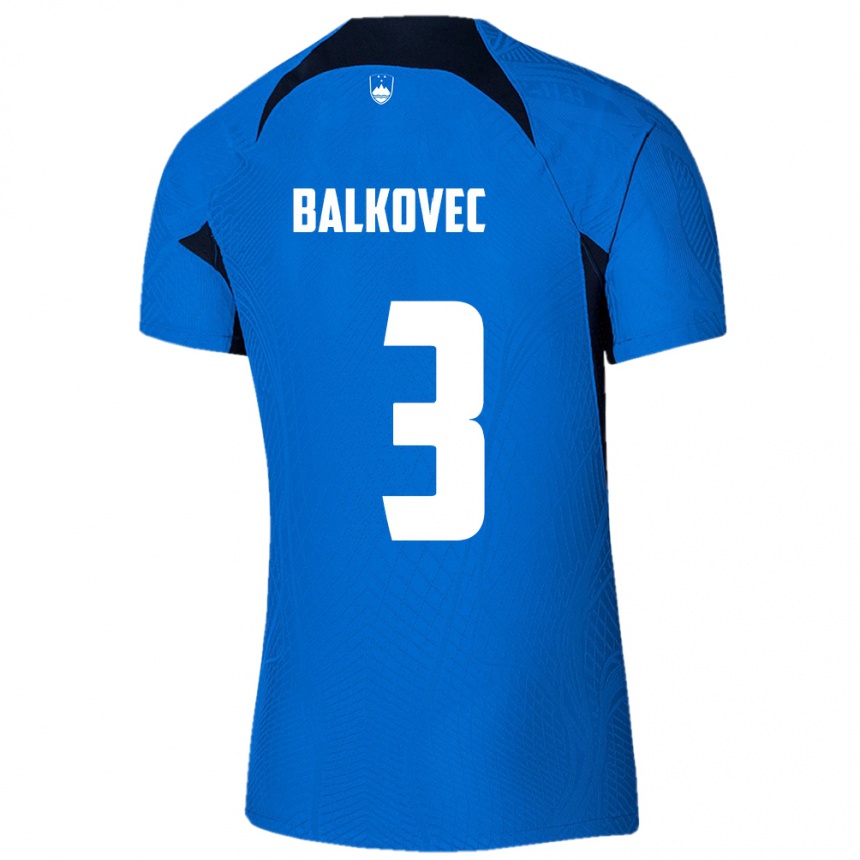 Men Football Slovenia Jure Balkovec #3 Blue Away Jersey 24-26 T-Shirt