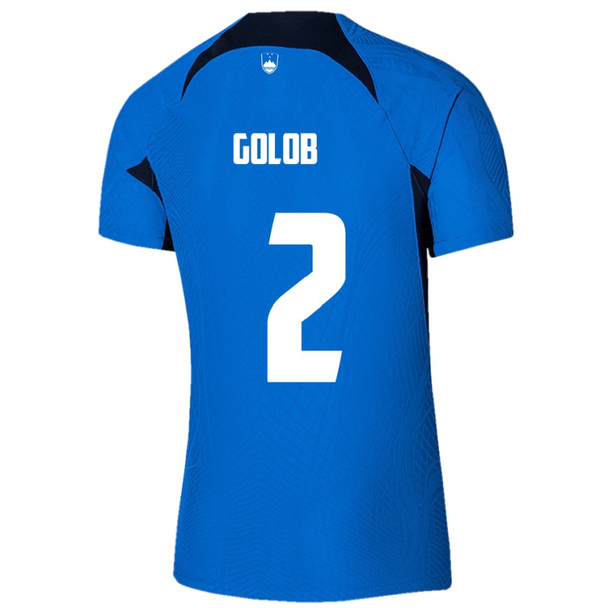 Men Football Slovenia Lana Golob #2 Blue Away Jersey 24-26 T-Shirt