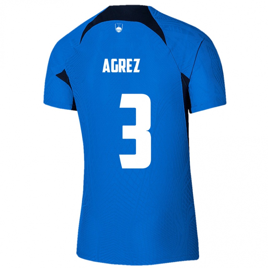 Men Football Slovenia Sara Agrež #3 Blue Away Jersey 24-26 T-Shirt