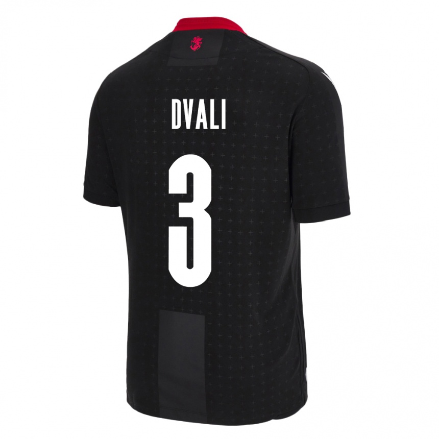 Men Football Georgia Lasha Dvali #3 Black Away Jersey 24-26 T-Shirt