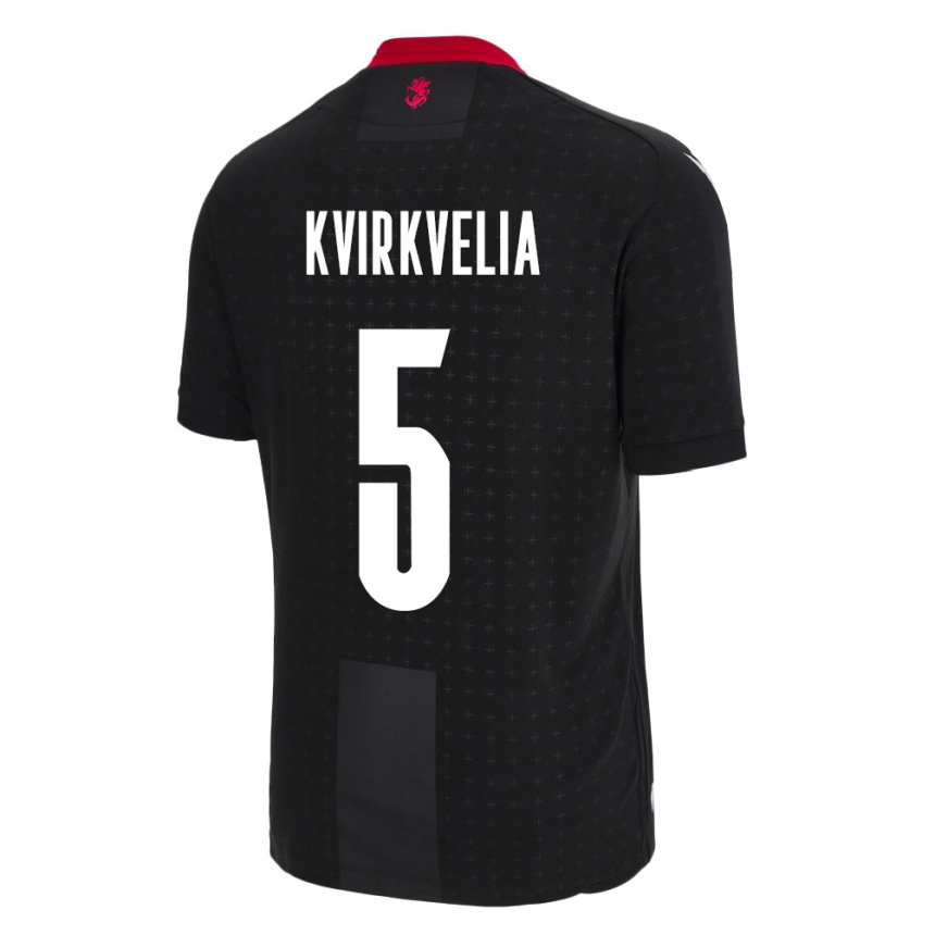 Men Football Georgia Solomon Kvirkvelia #5 Black Away Jersey 24-26 T-Shirt