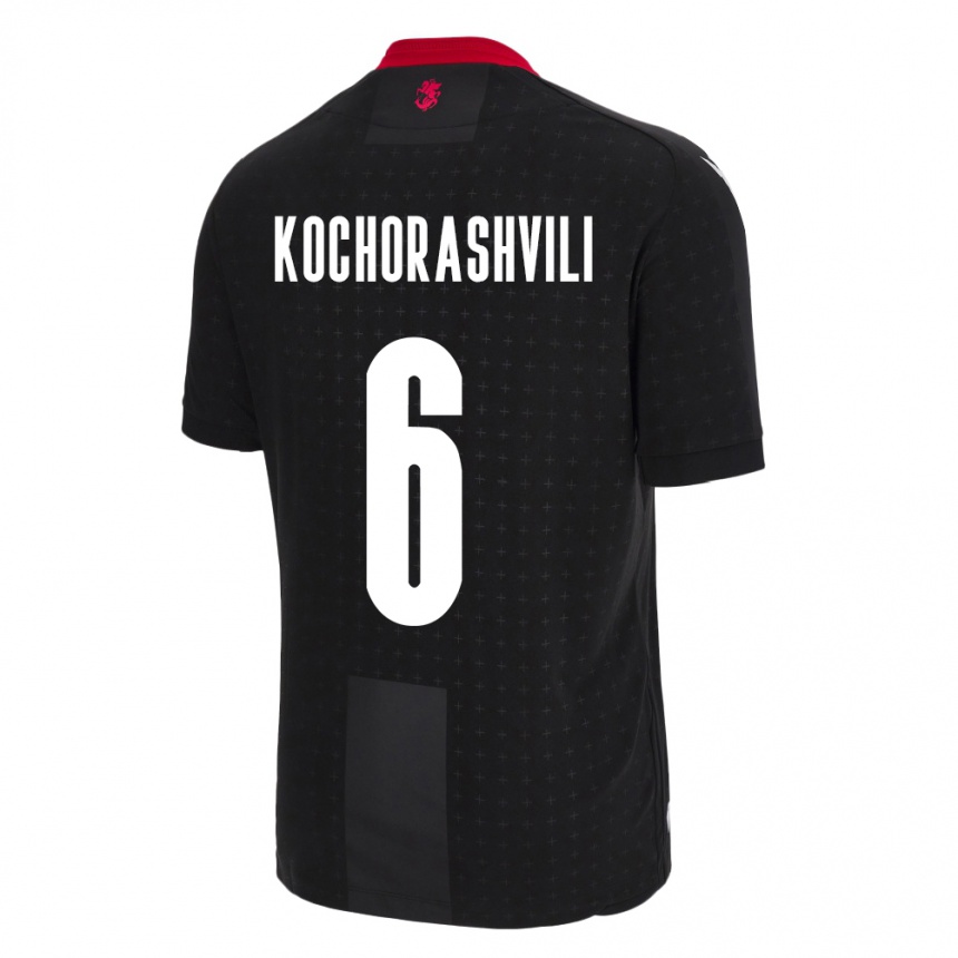 Men Football Georgia Giorgi Kochorashvili #6 Black Away Jersey 24-26 T-Shirt