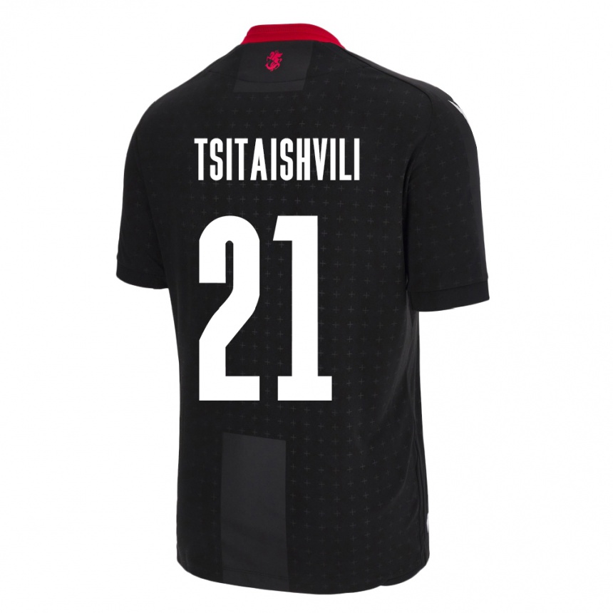 Men Football Georgia Georgiy Tsitaishvili #21 Black Away Jersey 24-26 T-Shirt