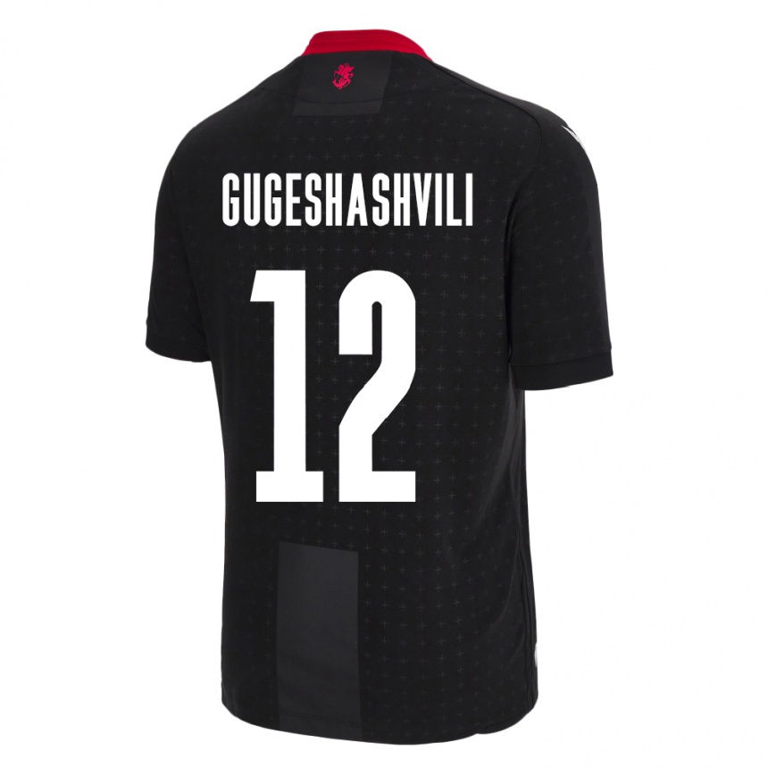 Men Football Georgia Luka Gugeshashvili #12 Black Away Jersey 24-26 T-Shirt