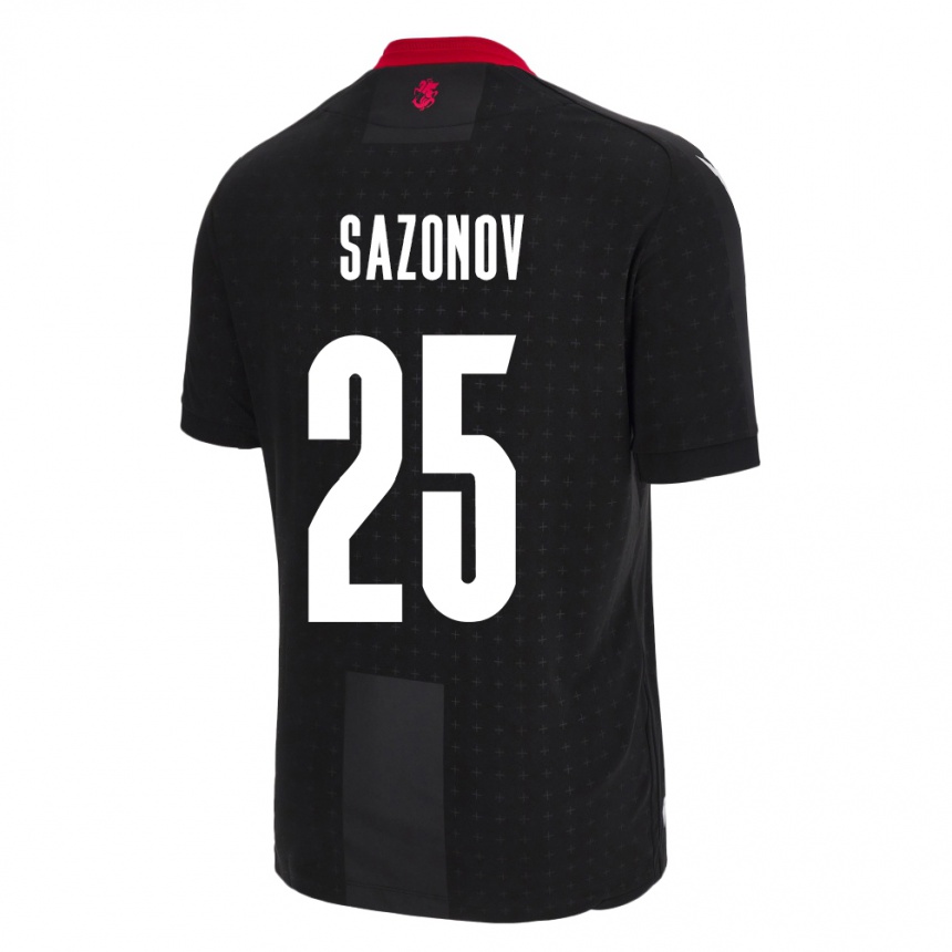 Men Football Georgia Saba Sazonov #25 Black Away Jersey 24-26 T-Shirt