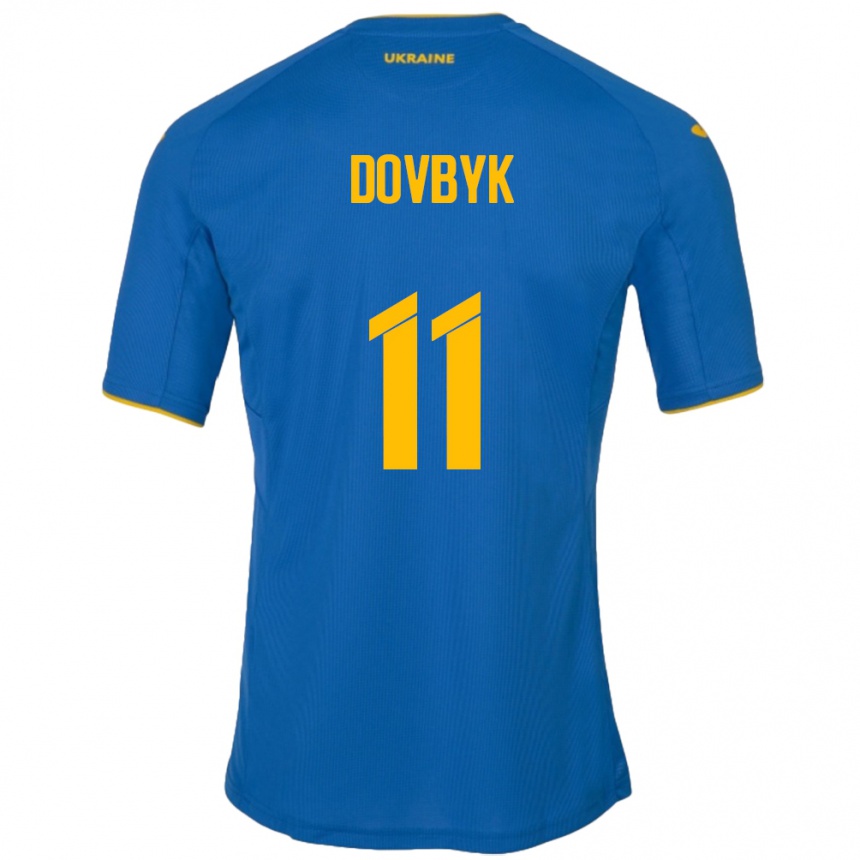 Men Football Ukraine Artem Dovbyk #11 Blue Away Jersey 24-26 T-Shirt