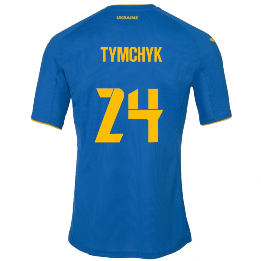 Men Football Ukraine Oleksandr Tymchyk #24 Blue Away Jersey 24-26 T-Shirt