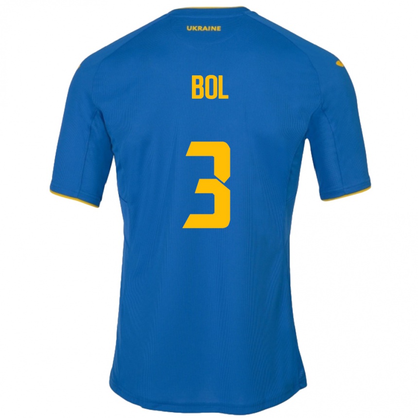 Men Football Ukraine Anton Bol #3 Blue Away Jersey 24-26 T-Shirt