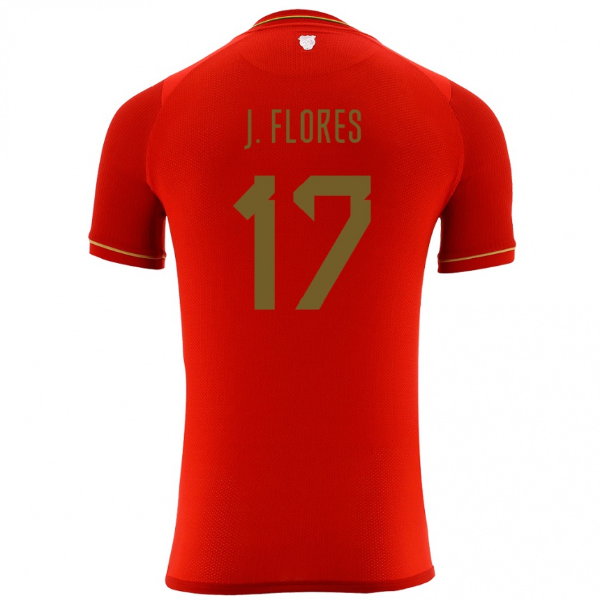 Men Football Bolivia José Flores #17 Red Away Jersey 24-26 T-Shirt