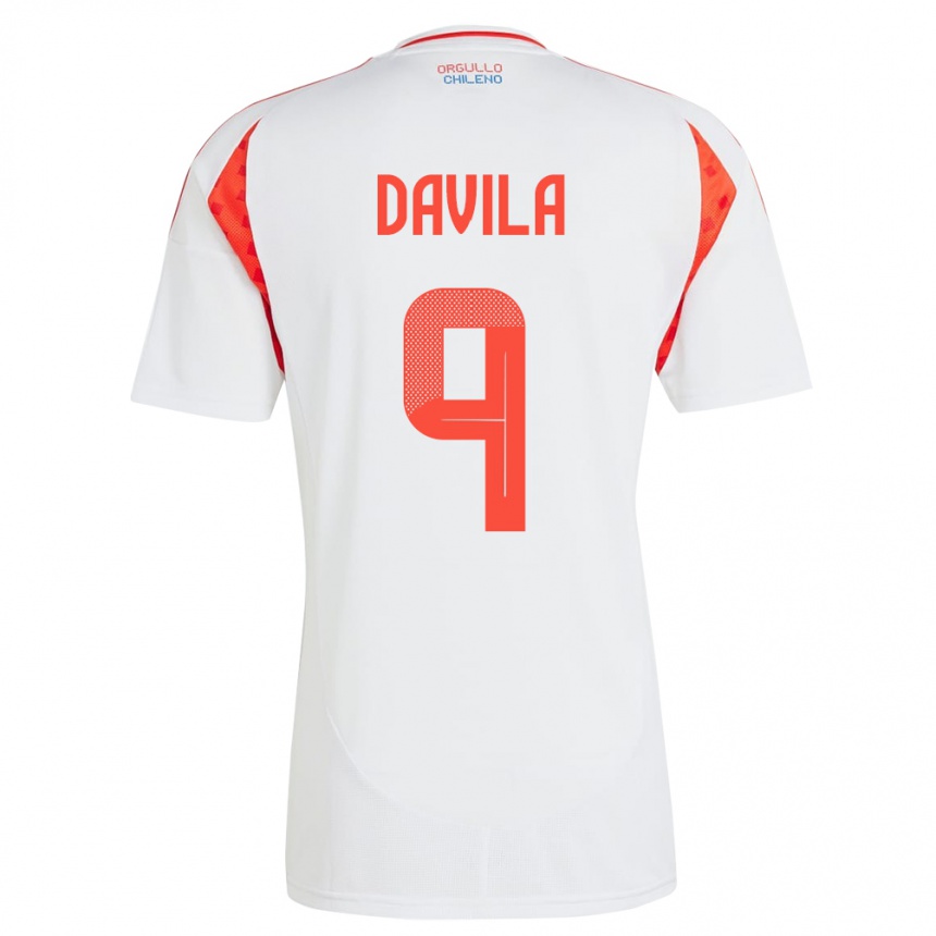 Men Football Chile Víctor Dávila #9 White Away Jersey 24-26 T-Shirt