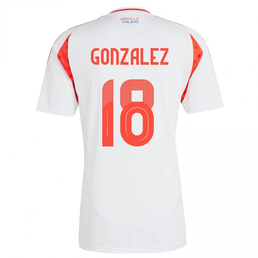 Men Football Chile Bryan González #18 White Away Jersey 24-26 T-Shirt