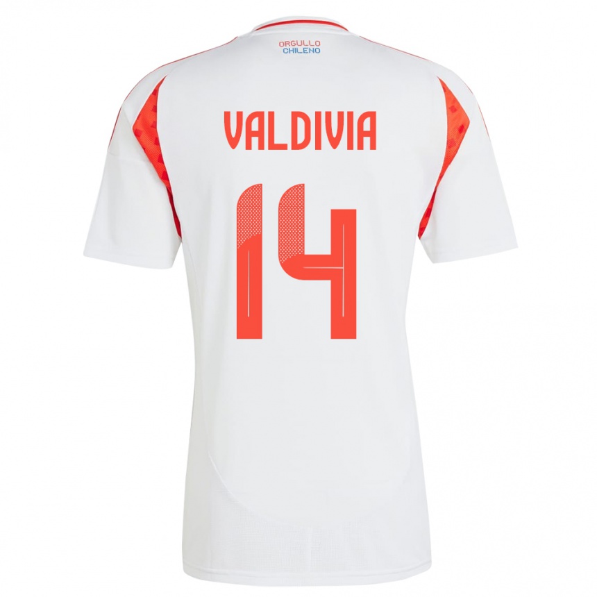 Men Football Chile Felipe Valdivia #14 White Away Jersey 24-26 T-Shirt