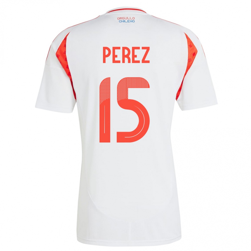 Men Football Chile Ignacio Pérez #15 White Away Jersey 24-26 T-Shirt