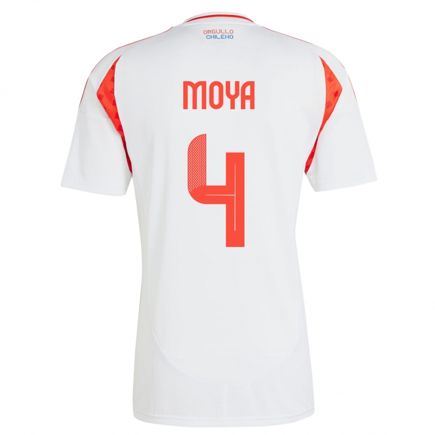 Men Football Chile Matías Moya #4 White Away Jersey 24-26 T-Shirt