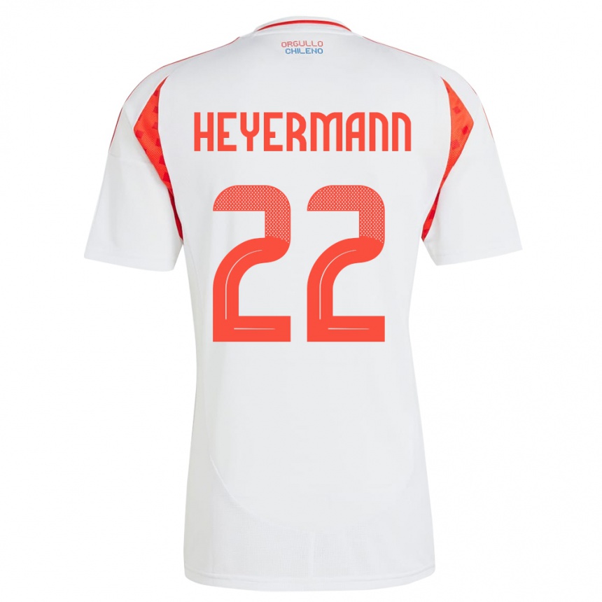Men Football Chile Agustina Heyermann #22 White Away Jersey 24-26 T-Shirt