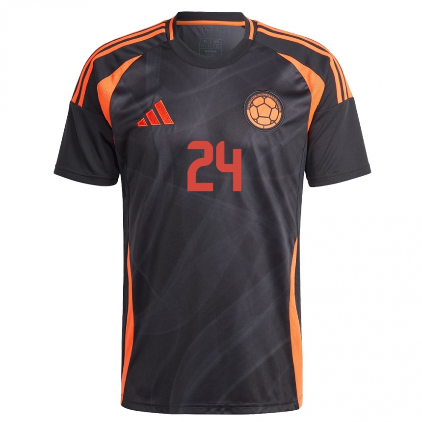 Men Football Colombia Jhon Córdoba #24 Black Away Jersey 24-26 T-Shirt