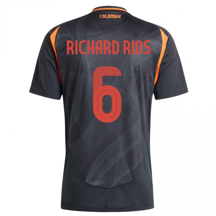 Men Football Colombia Richard Ríos #6 Black Away Jersey 24-26 T-Shirt