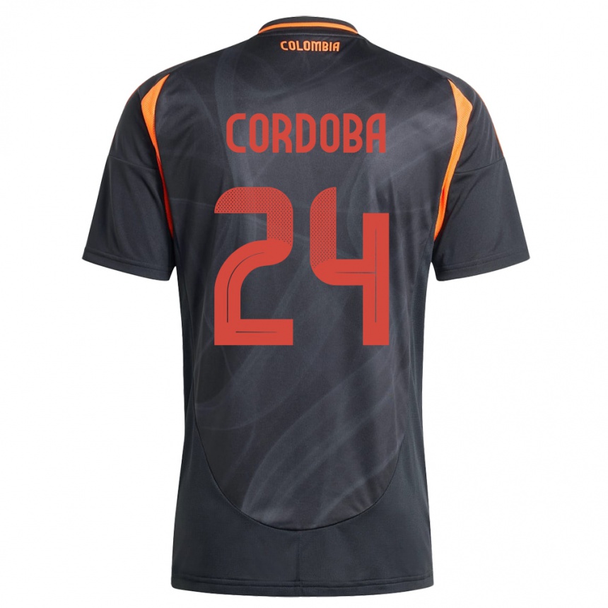 Men Football Colombia Jhon Córdoba #24 Black Away Jersey 24-26 T-Shirt