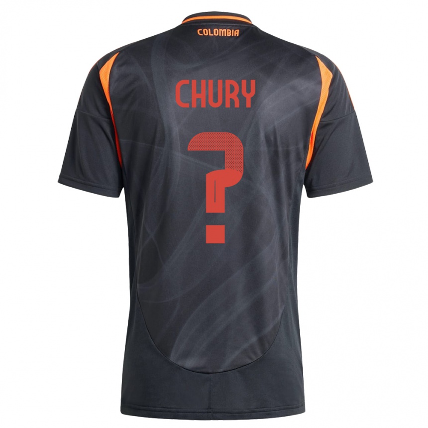 Men Football Colombia Brandon Chury #0 Black Away Jersey 24-26 T-Shirt