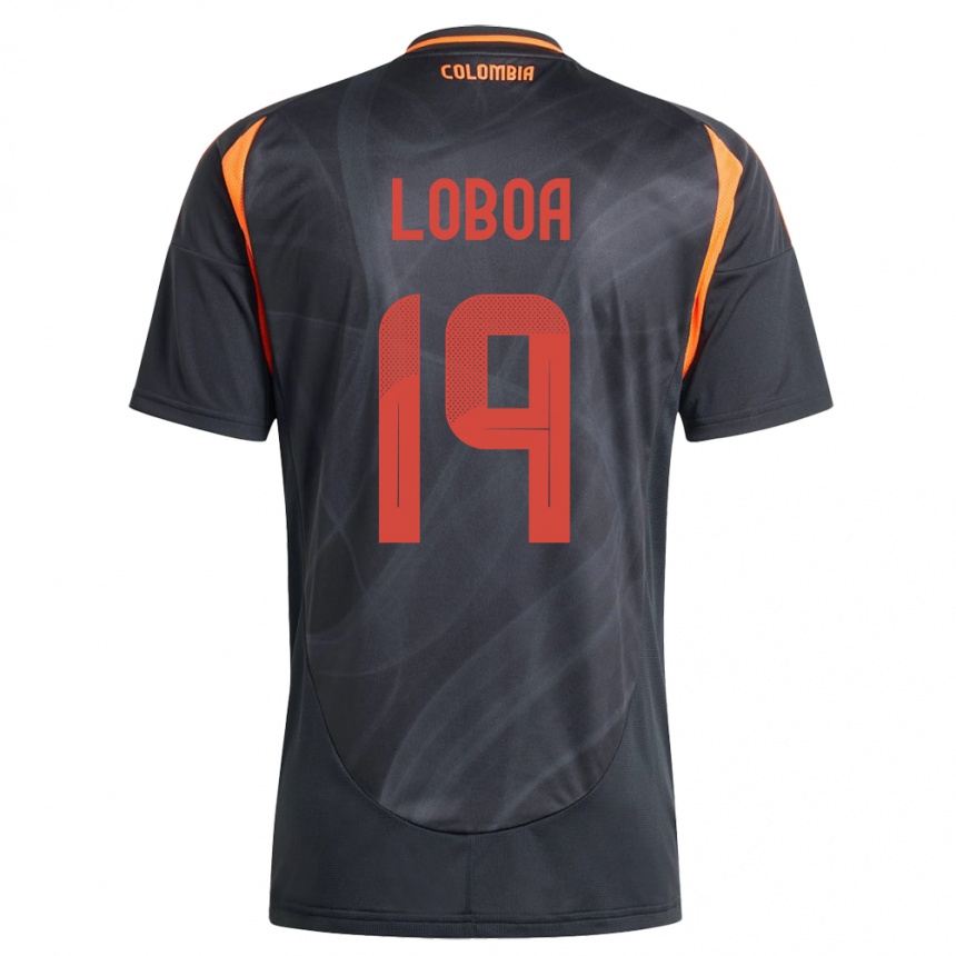 Men Football Colombia Valerin Loboa #19 Black Away Jersey 24-26 T-Shirt