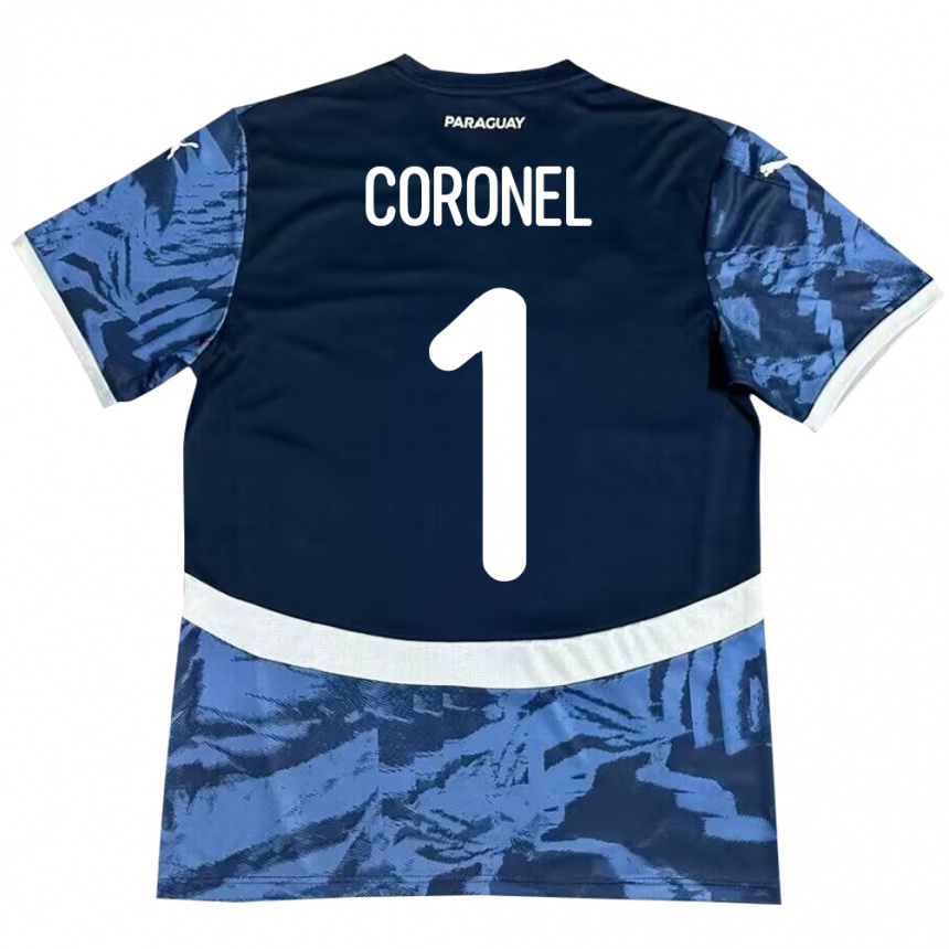 Men Football Paraguay Carlos Coronel #1 Blue Away Jersey 24-26 T-Shirt