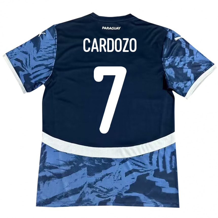 Men Football Paraguay Fernando Cardozo #7 Blue Away Jersey 24-26 T-Shirt