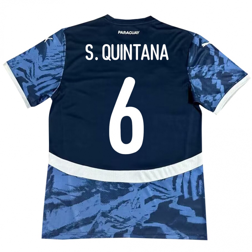 Men Football Paraguay Sebastián Quintana #6 Blue Away Jersey 24-26 T-Shirt