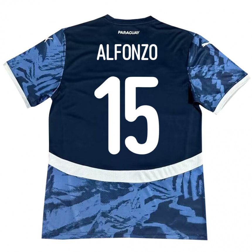 Men Football Paraguay Axel Alfonzo #15 Blue Away Jersey 24-26 T-Shirt