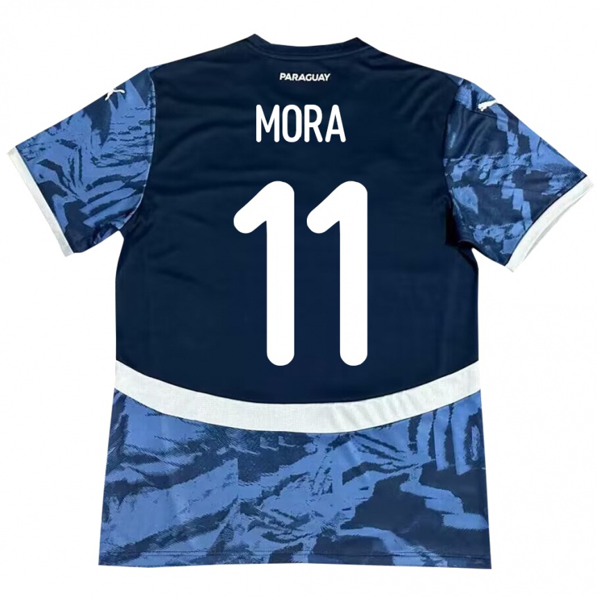 Men Football Paraguay Jorge Mora #11 Blue Away Jersey 24-26 T-Shirt
