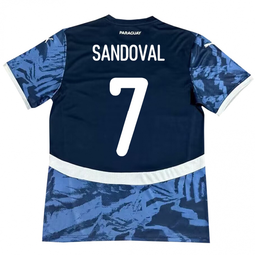 Men Football Paraguay Fabiola Sandoval #7 Blue Away Jersey 24-26 T-Shirt