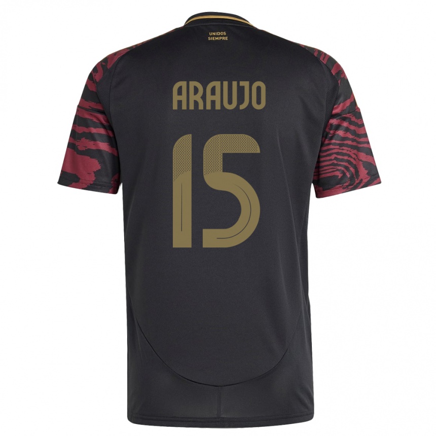 Men Football Peru Miguel Araujo #15 Black Away Jersey 24-26 T-Shirt