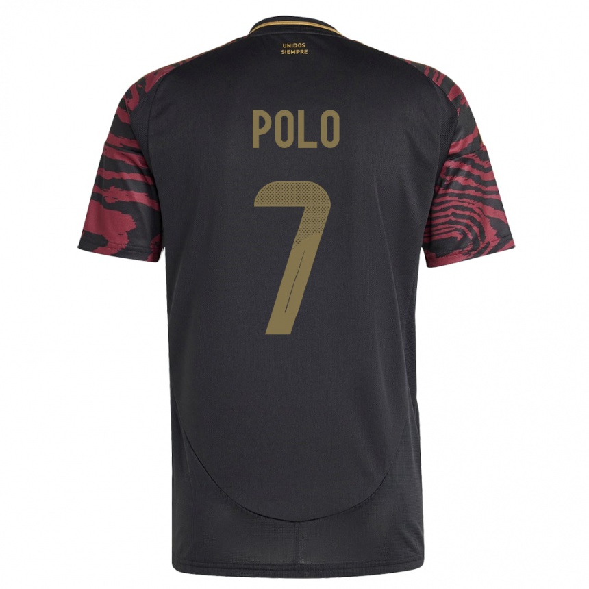 Men Football Peru Andy Polo #7 Black Away Jersey 24-26 T-Shirt