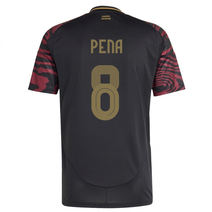 Men Football Peru Sergio Peña #8 Black Away Jersey 24-26 T-Shirt