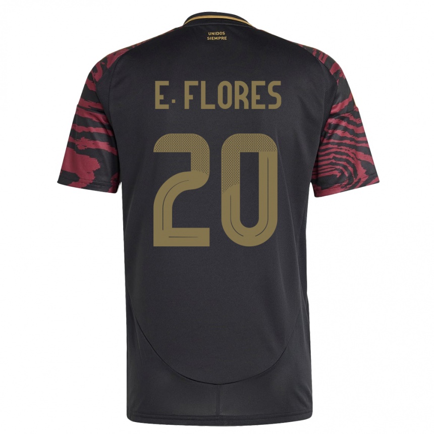 Men Football Peru Edison Flores #20 Black Away Jersey 24-26 T-Shirt