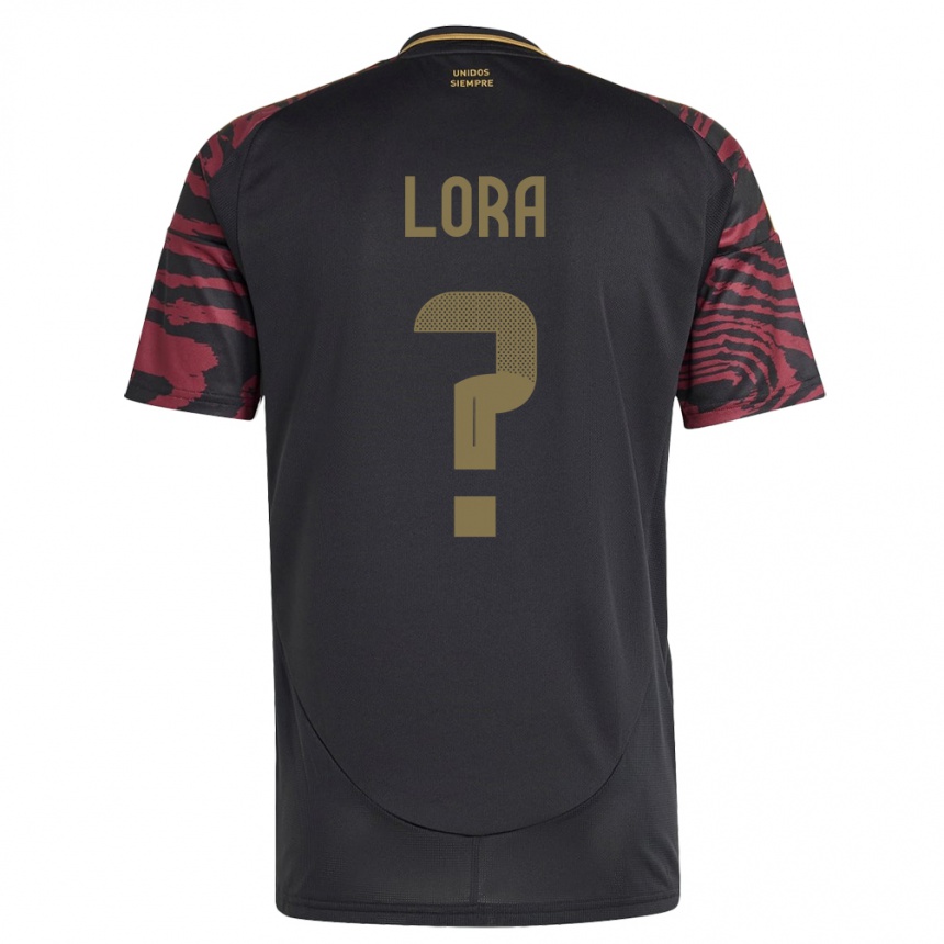 Men Football Peru Fabrizio Lora #0 Black Away Jersey 24-26 T-Shirt